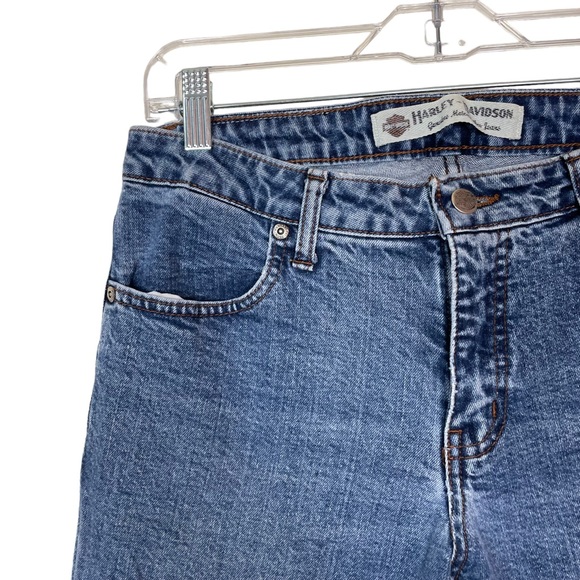Harley Davidson Bootcut Motorcycle Riding Blue Denim Medium Washed Jeans Size 8 - Picture 9 of 15